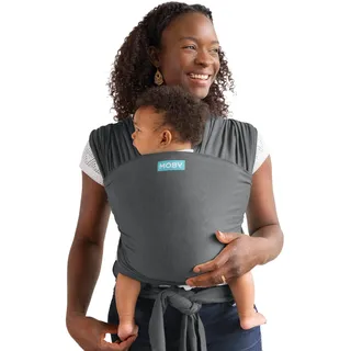 Moby Wrap Babytragetuch für Neugeborene bis Kleinkind - Element - Baby Wrap Carrier Slings - Perfekte Babyhalterung für Mama & Papa - Verstellbar für alle Körpertypen - Asphalt