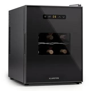 Klarstein Freistehender Weinkühlschrank 1 Zone, Getränkekühlschrank Klein, Kleiner Weinschrank, Wein-Kühlschrank Klein mit Glastür, Indoor/Outdoor