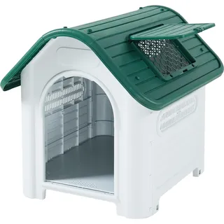 [en.casa] Hundehütte Bello 87x72x75 cm Weiß/Grün