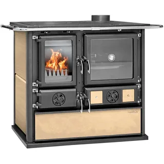 None Festbrennstoffherd »Cook Premium« Beige, Lieferung bis in die Küche, 8,8 kW, Zeitbrand, Küchenofen, Ofenherd zum Heizen, Kochen & Backen schwarz
