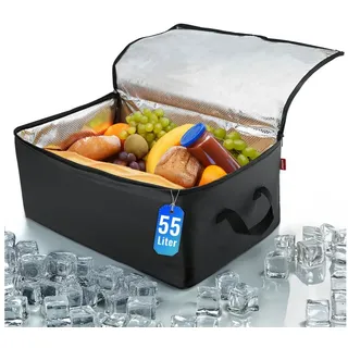 Achilles Kühltasche, Thermotasche, Faltbare Kühlbox, Liefertasche zum warmhalten von Essen, Tasche mit Kühlfunktion, 57x37x25cm (Schwarz)