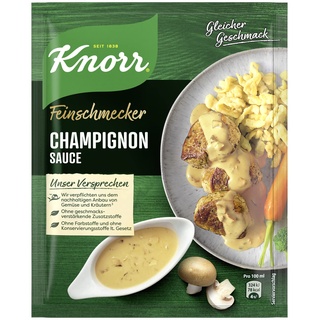 Knorr Feinschmecker Champignon Sauce cremige braune Sauce ohne geschmacksverstärkende Zusatzstoffe und Farbstoffe 250 ml 1er-Pack