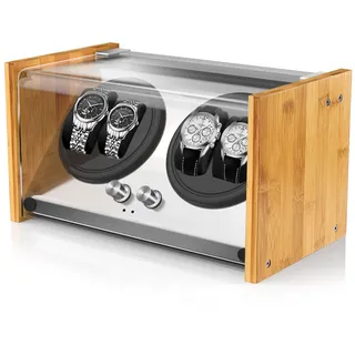 Watch Winder Smith Uhrenbeweger für 4 Uhren – Automatischer Uhrendreher mit 4 Laufmodi, leisem Japan-Motor & wahlweiser AC-/DC-Stromversorgung