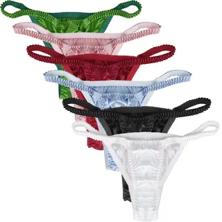 Höschen aus 100 % Seide, sexy Damenunterwäsche, Satin-Bikinihöschen für Damen (6er-Pack), Blau, Grün, Rot, Rosa, Schwarz, Weiß, XL - XL
