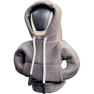MOREASE Schalthebel Hoodie, Schaltknauf Hoodie Auto Schalthebel Haube, Pulli für Schaltknauf Abdeckung, Hoodie Car Gear Shift Cover Hoodie für Schaltknauf Überzug für Dekoratives Autozubehör (Grau)