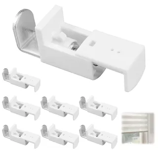 8 Stück Plissee Ersatzteile Klemmträger, Kein Bohren Erforderlich Klemmträger Plissee Halterung, Verstellbereich 20 mm Doppelrollo Klemmträger Metall, Klemmträger für Plissee und Duo Doppelrollo