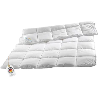 PROCAVE Micro-Comfort Qualitäts-Bettdecke für den Sommer | Entspannt schlafen | Atmungsaktive Steppdecke in weiß in 200x220 cm