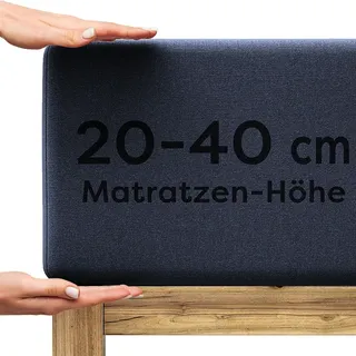 Wolkenfeld Spannbettlaken Jersey-Baumwolle-Lycra 180 x 200 - 200 x 220 cm blau