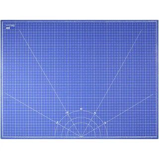 Schneidematte A0 91x122 cm Blau/Schwarz – Selbstheilende Cutting Mat A0, 5-lagig & schnittfest, beidseitig bedruckt, extra große Bastelunterlage & Schneideunterlage für Nähen, Patchwork, Modellbau