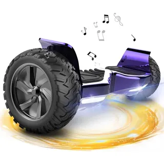 FUNDOT Hoverboards,Hoverboards All Terrain,Self Balancing Scooter 8,5 Zoll, Offroad-Hoverboards, Hoverboards mit Bluetooth-Lautsprecher, LED-Leucht... - Lila