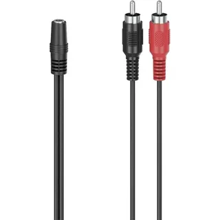 Hama Audio-Adapter 2 Cinch-Stecker/3,5 mm-Klinken-Kupplung Stereo 10 cm Schwarz