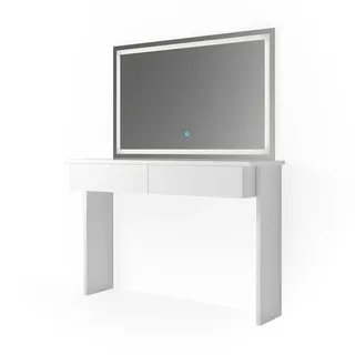 Vicco Schminktisch Azur Weiß, LED-Spiegel Schublade