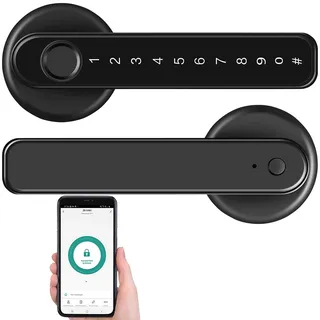 VisorTech Sicherheits-Türbeschlag Finger-Scanner schwarz