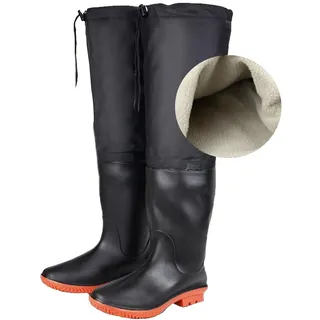 Watstiefel 60 cm hohe, Kniehohe Watstiefel für Herren für Angeln, warme Winter-Watstiefel für die Jagd/Landwirtschaft (Color : Black, Size : 45 EU) - 45 EU