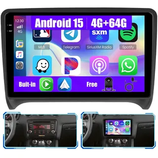 [4G+64G] Inefala Android 15 Autoradio für Audi TT MK2 8J 2008-2014 mit Wireless Carplay Android, 9 Zoll Touchscreen Radio mit Navi GPS WiFi RDS/FM Bluetooth EQ SWC Rückfahrkamera Mic