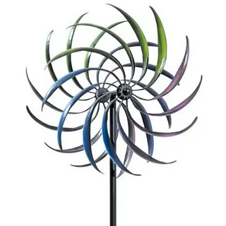 Metall Windrad mit Gegenläufigen Rotoren 200x40cm Windspiel Windmühle für Garten, Wetterfest und Standfest Garten Wind Spinner, Gartendeko Gartenstecker für Terrasse Hof Rasen Garten