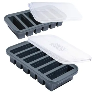 Souper Würfel 1/2 Tasse Silikon Gefrierschrank Formen mit Deckel, Kohle, 2 Pack
