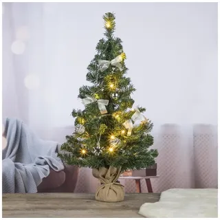 Bambelaa! Weihnachtsbaum Künstlich Mit Beleuchtung Geschmückt Tannenbaum Dekoriert Christbaum Beleuchtet LED 75cm Silber