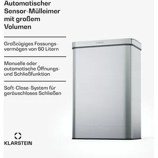Klarstein Sensor-Mülleimer 60 l Silber