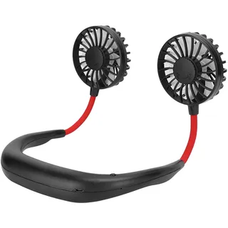 Plyisty Nackenventilator, USB-wiederaufladbarer Nackenventilator, tragbarer Nackenventilator, 3 Geschwindigkeitsstufen, leise und geräuschlos, für Laufen, Büro (schwarz)