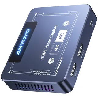 Capture Card, ANYOYO 4K60 Video Grabber, HDR & VRR Capture and Passthrough, Nahezu Null Latenz HDMI Video Capture Card Kompatibilität für Streaming & Gaming, Switch, PS5/4, Kamera, Windows/Mac