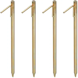 Relaxdays Bodenanker 4er Set, Erdanker für Harte Böden, 50cm, Camping, zum Einschlagen, Stahl galvanisiert, Gold