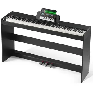Vevor Digitalpiano, 88 Tasten, Elektrisches Klaviere, Doppeltastatur und Lautsprecher, einfache Gehäusehalterung mit Kopfhörer, 200 Töne und Rhythmen, unterstützt Bluetooth/USB/MIDI, für Anfänger