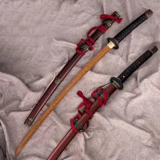 HJHUUA 103 cm langes Samuraischwert aus natürlichem Palisanderholz,handgefertigtes Bokken,Japanisches Katana aus Holz,Holz-Tachi für Kendo-Training,Ausstellung,Rollenspiel,Requisiten,Geschenke