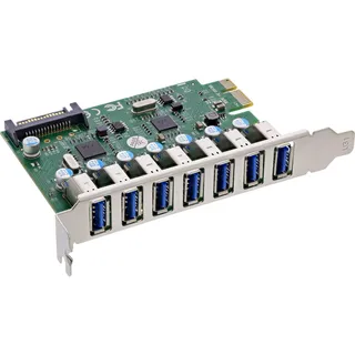 InLine Schnittstellenkarte, 7x USB-A 3.2 Gen.1, PCIe, SATA Stromanschluss, Kontrollerkarte