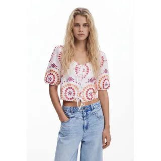Desigual, Bedruckte Boho-Bluse mit Schleifen, Baumwolle, M, MATERIAL FINISHES, M