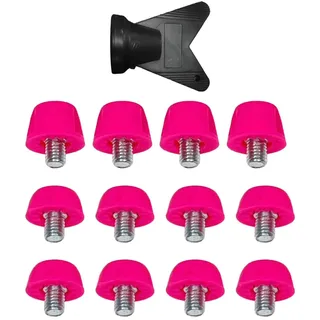 Perfeclan 12x Zubehör für Laufschuhe, Rugby-Stollen, stabile, rutschfeste M5-Fußballschuh-Stollen, Fußball-Stollen für Wettkampf-Sportschuhe, Pink Rot - 7 mm 10 mm
