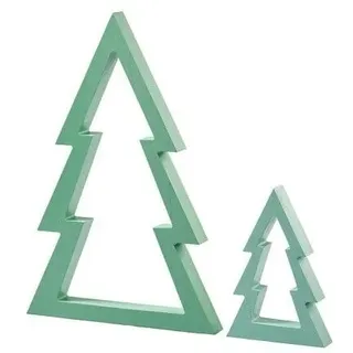 2 Deko-Tannen Holz Holztanne Weihnachtsbaum mintgrün  20.5/42.5 cm