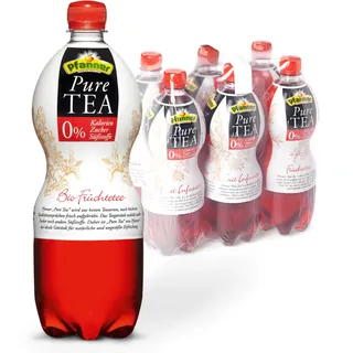 Pfanner Pure Tea Früchtetee (6 x 1 l) – Eistee ohne Zucker und ohne Süßstoffe – Bio Hagebutten und Hibiskusblüten – im Vorratspack