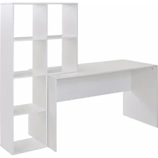FineBuy Schreibtisch mit Regal 170 cm Weiß Computertisch Tisch Modern