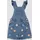 Jeans-Latzrock mit applizierten Blumen blau 122