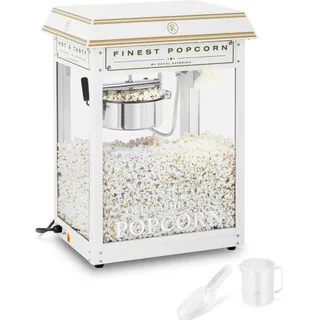 Royal Catering RCPS-WG1 Retro Popcornmaschine Popcornmaker Popcornautomat 1600 W 5 kg/h golden - weiß