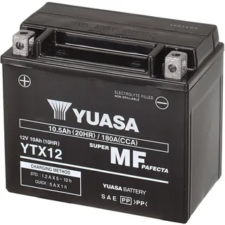 Yuasa YTX12 12V 180 CCA wartungsfreie VRLA AGM Motorradbatterie | 12V VRLA, 10,5 Ah, 180 CCA, Versiegelt & Auslaufsicher, Vibrationsbeständig