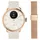 38 mm gold, Sport Fluorelastomer-Armband weiß + Milanaise-Armband gold