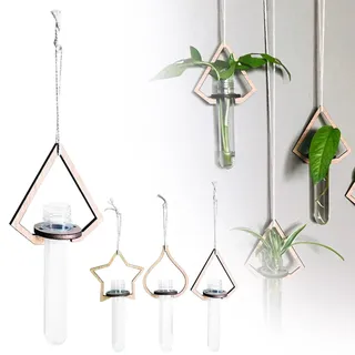 Generisch 3 Stück Deko Reagenzglas Vase, Kreativer Glas Hängevase, Reagenzgläser Für Blumen, Wandvase Fensterdeko, Hängend Wandvasen, Hängevase Für Hydrokultur Pflanzen,