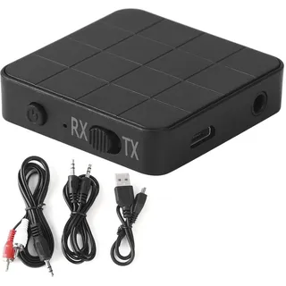 Bluetooth Sender Audio, Qiilu Bluetooth Sender, Bluetooth 5.0 2-in-1 Audio Empfänger Sender Musik Stereo Adapter für Auto TV PC