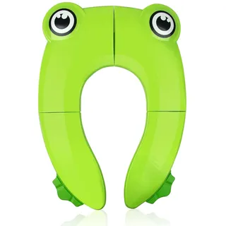 Pejoye Faltbarer Toilettensitz Kinder, Tragbar Kinder Toilettentrainer Sitz, WC Sitz Kleinkind Reise Töpfchentrainer mit Aufbewahrungstüte, Grüner Frosch