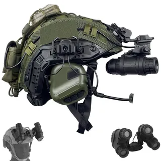 LZAQHMT PJ Fast Tactical Airsoft-Helmset – GPNVG-18 Nachtsichtgerät Mit L4G24 NVG-Halterung, Headset, & Gegengewichtstasche Für Jagd, Tabletop-Spiele, Cosplay