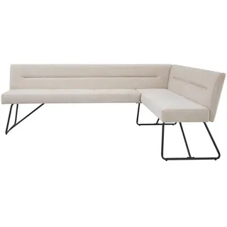Stylife Eckbank, Schwarz, Beige, Metall, Textil, 5-Sitzer, L-Form, 225x165 cm, seitenverkehrt erhältlich, mit Rückenlehne, Esszimmer, Bänke, Eckbänke