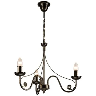 Kette-Kronleuchter DONATO 3xE14/40W/230V - Schwarz/Gold/Furnier