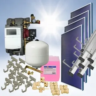Solaranlage Flachkollektor Solarpaket Solarthermie Heizung Warmwasser Solar 8m2