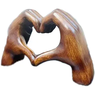 GUASDIE Herz Hände Ornament Hand Liebe Geste Skulptur Holz Maserung Effekt Herz Hände Skulptur Dekor, Moderne Liebe Hand Geste Figur, Harz Dekor für Hochzeit Home Office Desktop Dekor Weihnachten