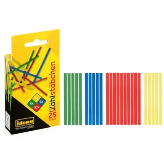 IDENA Zählstäbchen aus Holz, 25er Packung, farbig sortiert, 75 mm