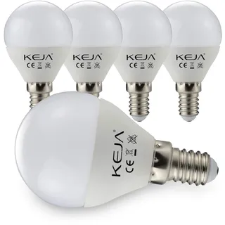 KEJA E14 LED Lampen 5 Stück 7Watt, 600 Lumen pro Glühbirne, entspricht 60Watt Glühlampe, 2700 Kelvin warmweiß, 270° Abstrahlwinkel Energiesparlampe.