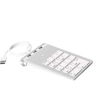 Azwamkue Mini-Ziffernblock, Tastatur, 18 Tasten, Ziffernblock, Nummernblock mit 3 Anschlüssen, USB-Hub für Laptop, Desktop-PC