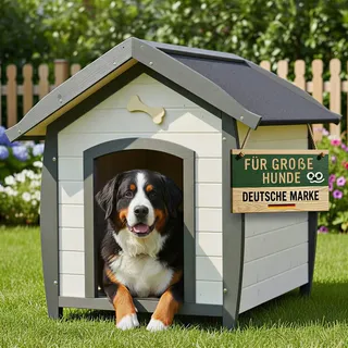 zooprinz Hundehütte Bella | XL | mit dekorativem Hundeknochen | Wetterfest | 97x108x111cm (BxHxT) - Weiß